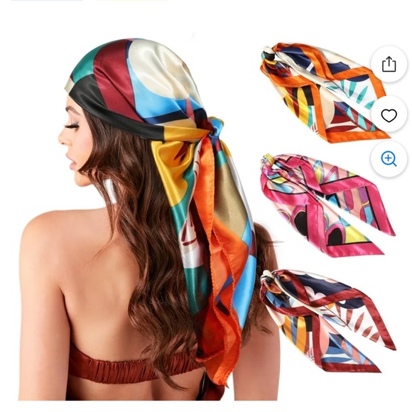 XL Vibrant Print Multicolor Silky feeling Scarf - Picture 1 of 15